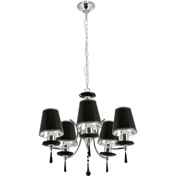 Lustre Sparta Cristal p/5 lâmp. Preta (149060003) Startec