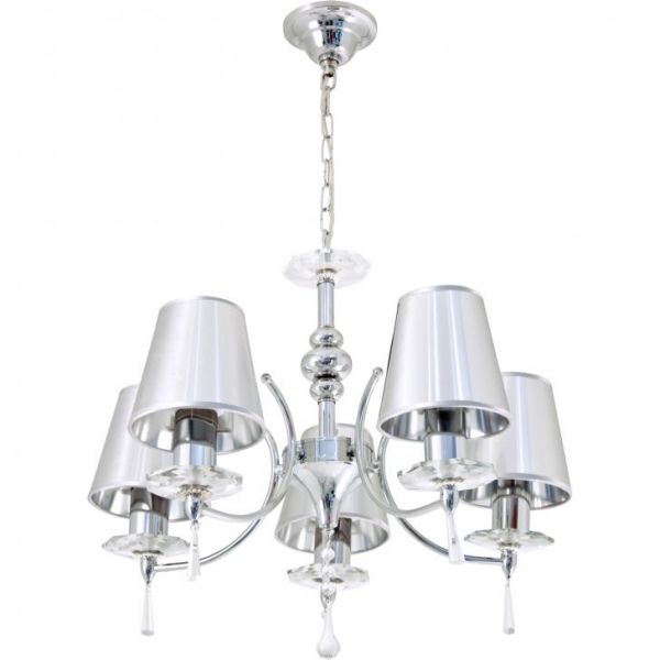 Lustre Sparta Cristal p/5 lâmp. Prata (149060001) Startec